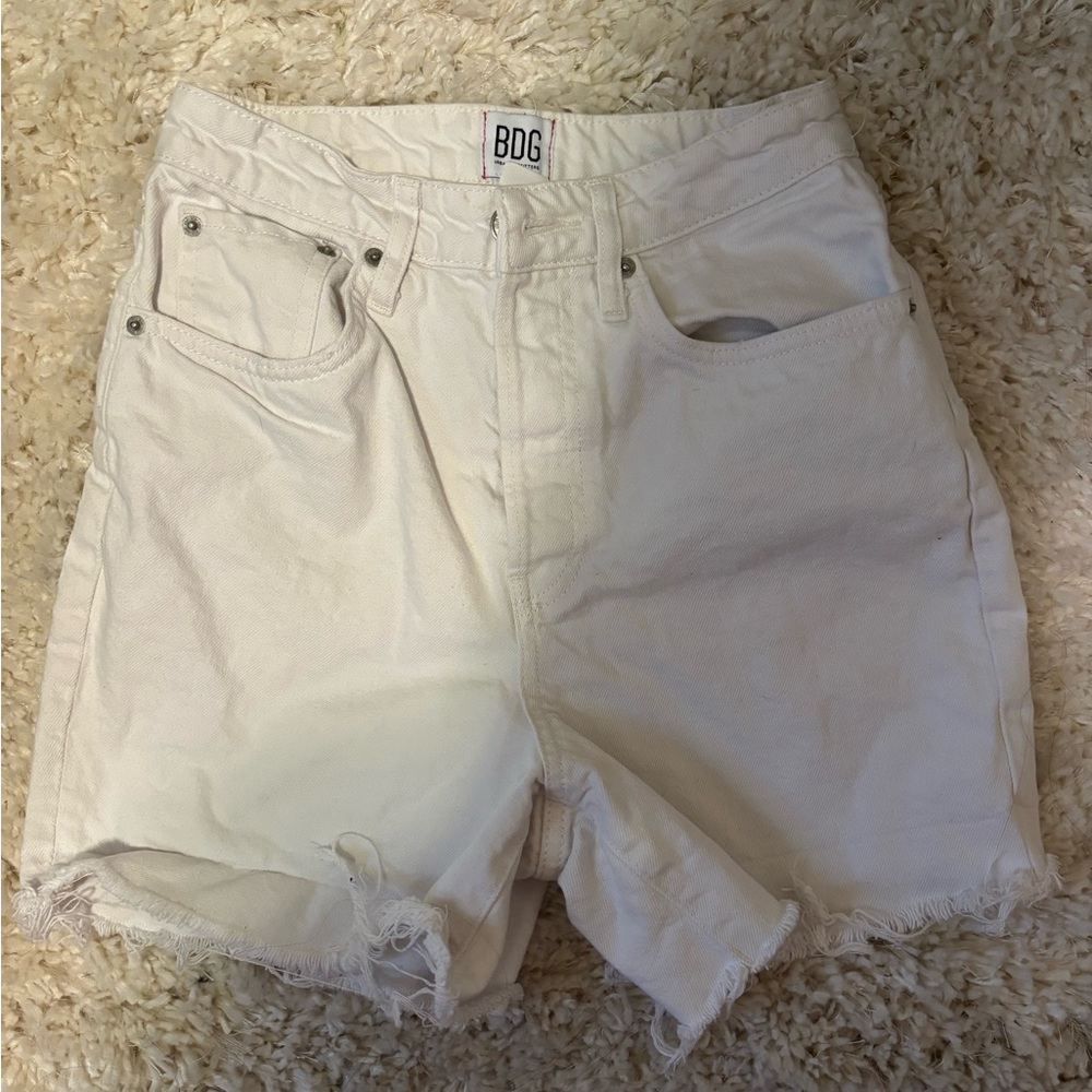 BDG White Jean Shorts High-Waisted Cut-Off